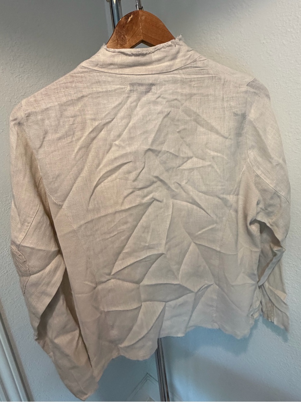 Splendid Iris Cream Frayed Open-Front Linen-Blend Jacket - Picture 2 of 6